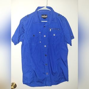 Rebel & Soul Short sleeve button up Men's shirt. Dark Blue.